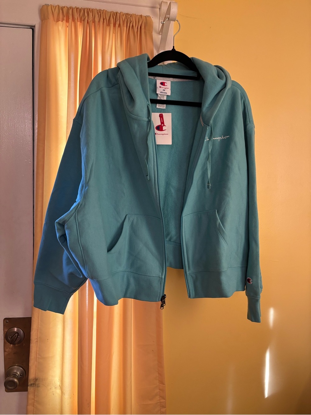 Champion Teal Green Zip-Up Hooded Utility Jacket for Women
